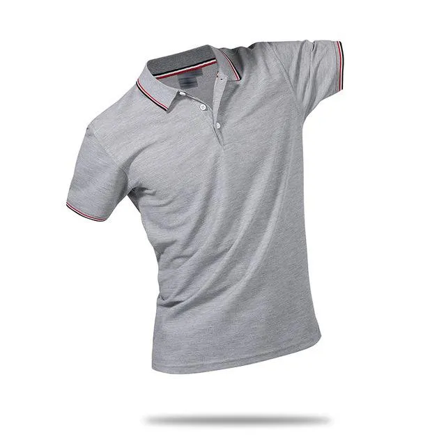 Algodón Verano Algodón Fitness Hombres Polo Camisa Manga corta Contraste Color Tallas grandes Hombre famoso Camisa Polo Sportwear Impresión personalizada Tendencia