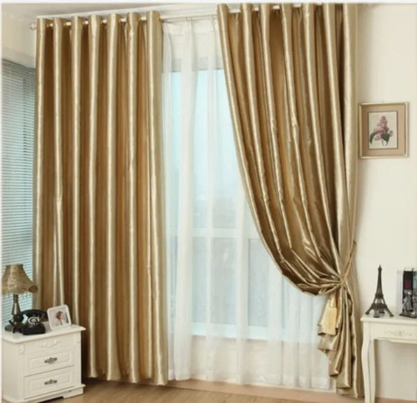 Gancho ilhó cortinas de ouro janela sala de estar cortinas cortinas painéis modernos cozinha alta sombreamento janela tratamento cortinas
