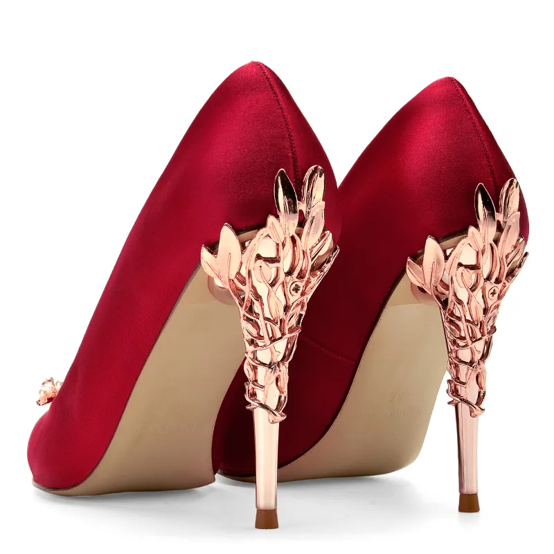 Modest Pointed Wedding Shoes 2020 Pumps High Heel Metal Hollow