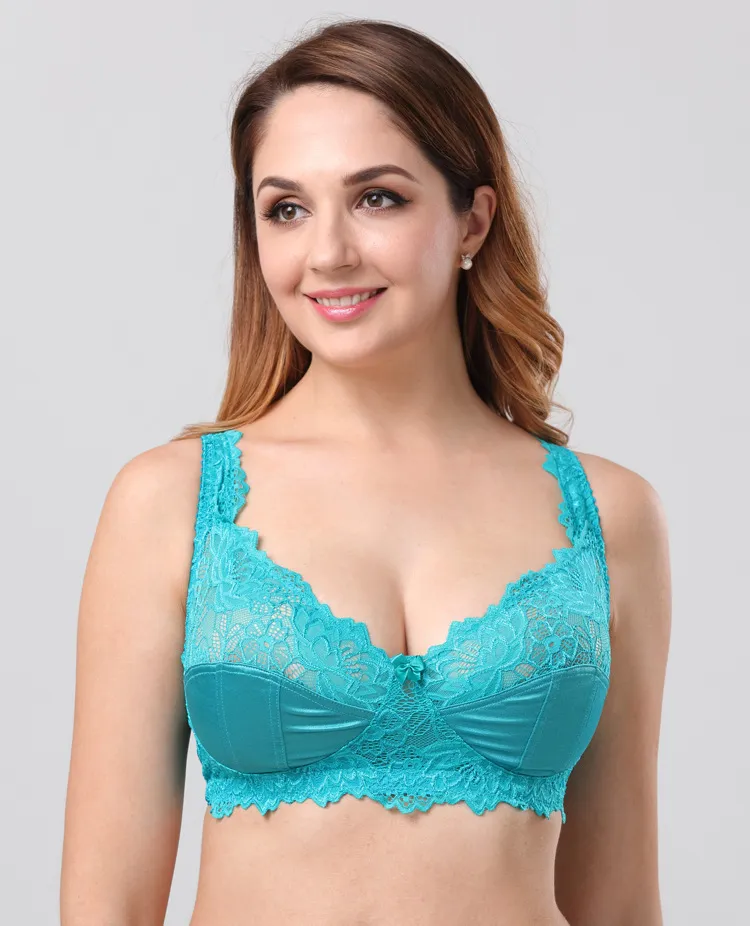 Womens Sexy Bras Push Up Thin Lace Womens Plus Size Bars Underwear Full Cup  Wire Free 70B 75B 75C 80B 80C 85C 90B Lake Blue From 10,4 €