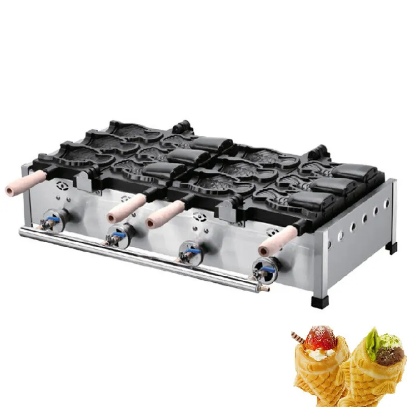 Hot Selling Ice Cream Open Mouth Fish Shape Waffle Maker Machine / LPG Kommersiell Taiyaki Tillverkare