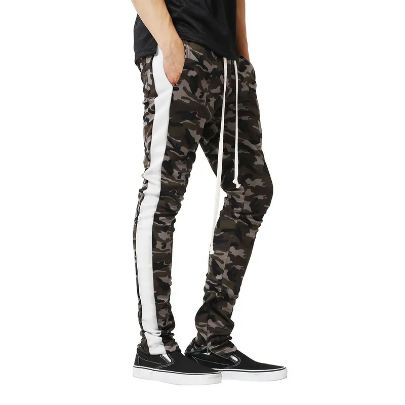 2023 Mens Camouflage Printed Side Stripe Joggers Harem Camo