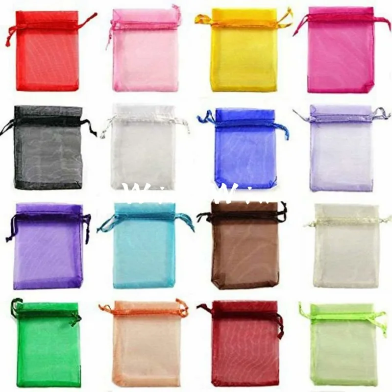 100pcs Organza Gift Bags, Wedding Party Favor Organza Xmas Jewellery Pouches Gift Candy Bags 7x9cm,9x12cm,10x15cm,13x18cm