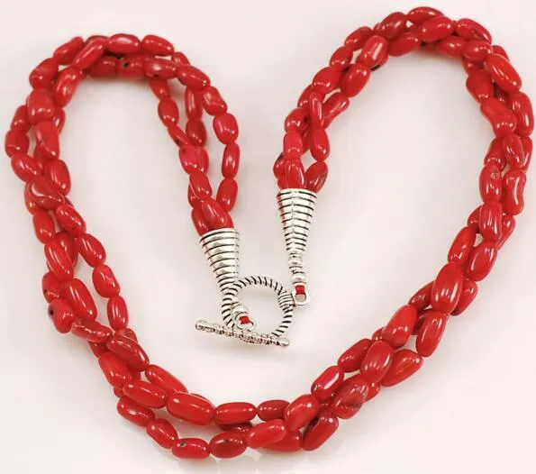 Collier En Corail Rouge Sang - Argent Plaqué Or - Bijou Occasion Très Bel état - Origine France