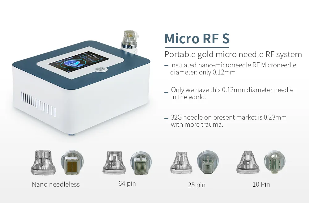Bärbara 4 tips Fraktionella mikronedle RF Facial Skin Lifting Machine Stretch Mark Acne Avlägsnande Hudvård Föryngring Radiofrekvensenhet