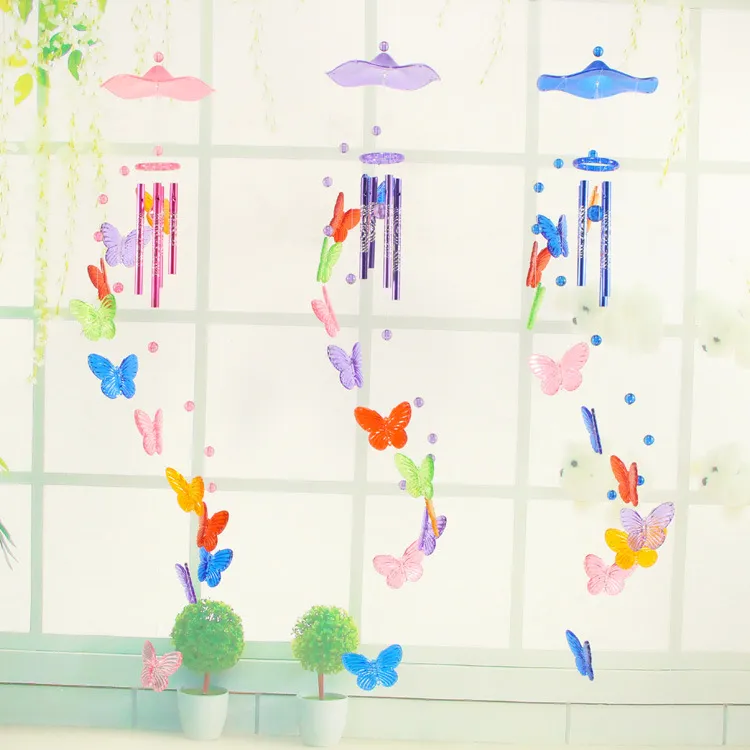 Vendita calda farfalla carillon di vento ornamenti creativo casa giardino decorazione artigianale bambini regalo di compleanno farfalle ciondolo campanelli eolici decori