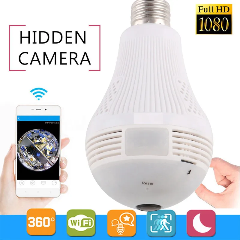 Anspo 1080P 2MP WiFi panoramiczne żarówki kamery bezpieczeństwa 360 stopni system kamer bezpieczeństwa w domu bezprzewodowy IP CCTV 3D typu rybie oko niania elektroniczna Baby Monitor