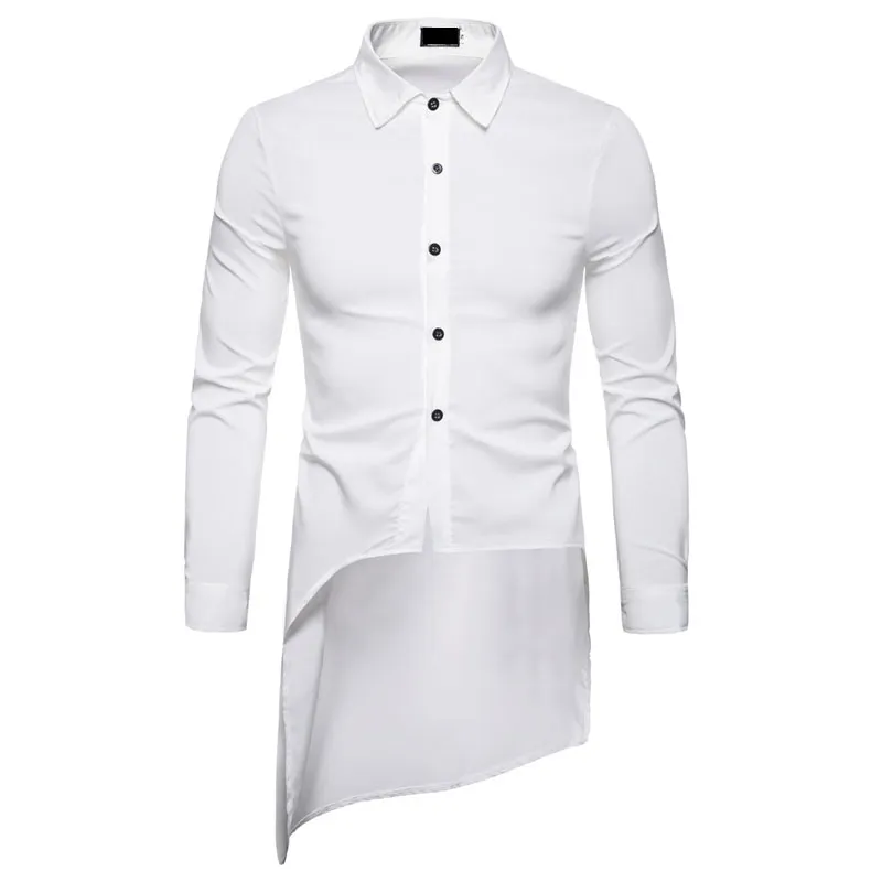 Herrklänning Långärmad Solid Män Swallow Tailed Design Man Shirt Modi Camisas Blusa Masculina Classic Roupas