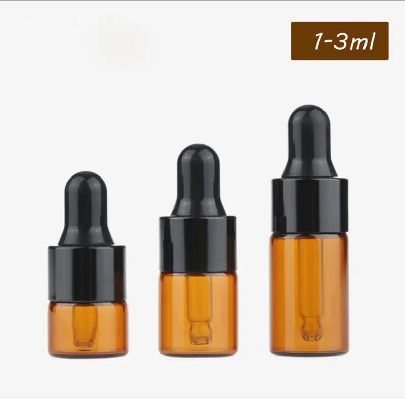 2000 teile/los 1 ml 2 ml 3 ml Mini Leere Tropfflasche Nachfüllbare Bernstein Klare Kleine Glasfläschchen Mit Pipette groß Lager