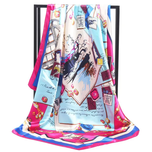 2019 Fashion Printed Silk Scarf, High-Grade Scarf 90cm * 90cm Silk Scarf för damer