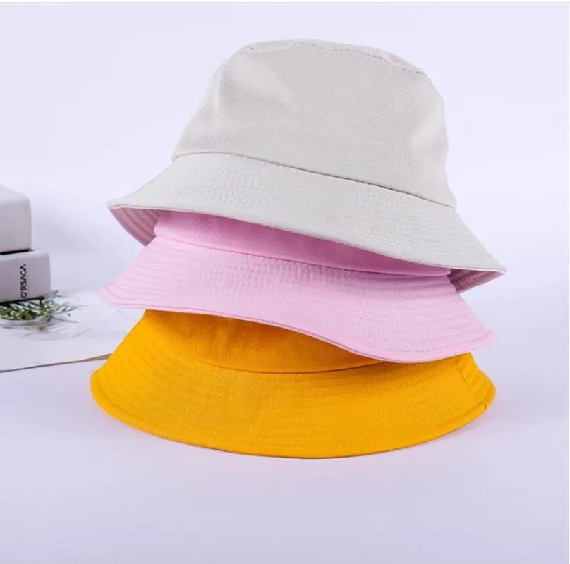 2020 black white solid Bucket Hat Unisex Bob Caps Hip Hop Gorros Men women Summer Panama Cap Beach Sun Fishing boonie Hat