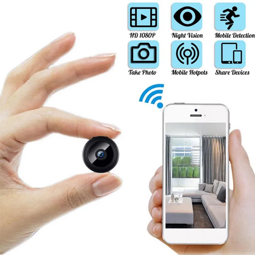 Mini Camera,1080P Full HD Wireless WiFi Camera with Audio and Video,Nanny  Cam with Motion Detection and Night Vision,Small Security Surveillance