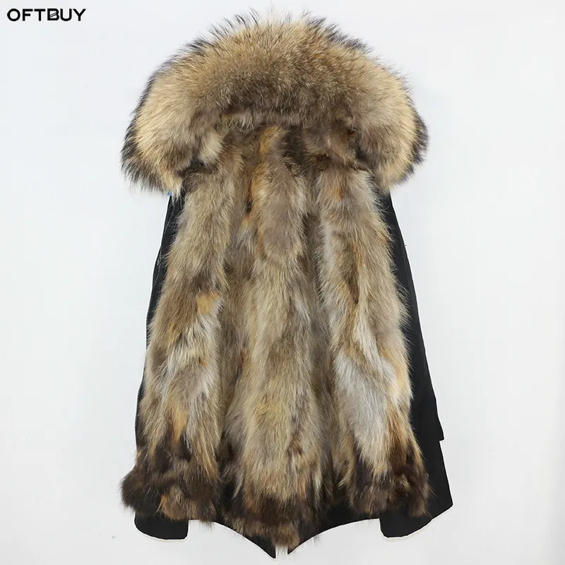 OFTBUY Waterproof Brasão Parka real Fur Jacket Inverno Mulheres Natural Raccoon Fur Collar Fox Fur Liner quente streetwear grosso outwear CJ191213