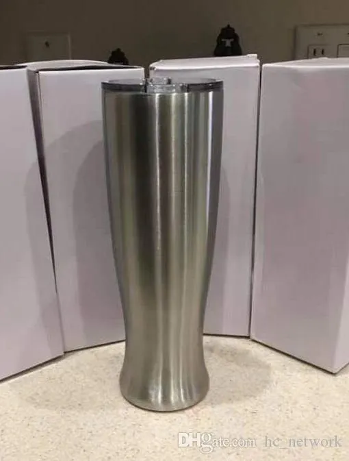 30oz dubbellaags vaas tuimelaar roestvrij staal bier mokken Pilsners curve water cups met deksels gratis verzending