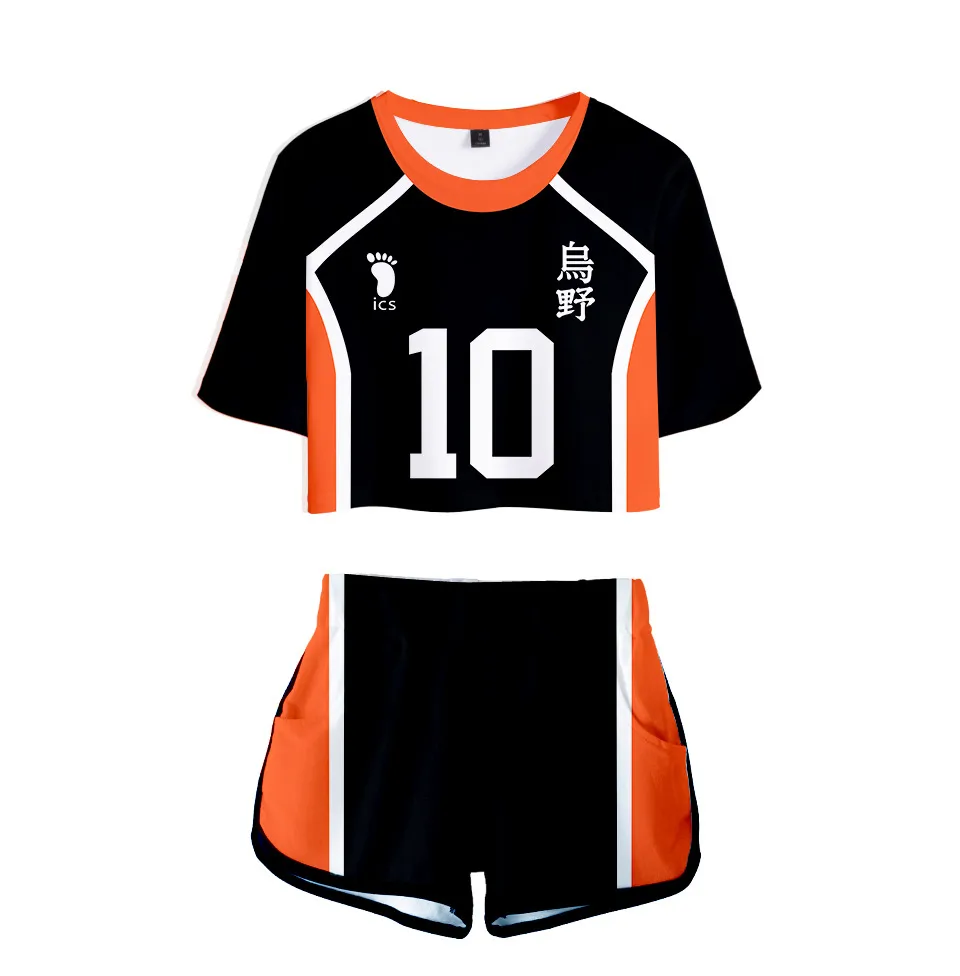 Anime Haikyuu Cosplay Costume Msby Black Jackals Volleyball Club Hinata Shoyo Tracksuit Women Two Piece Set Tops and Shorts2650