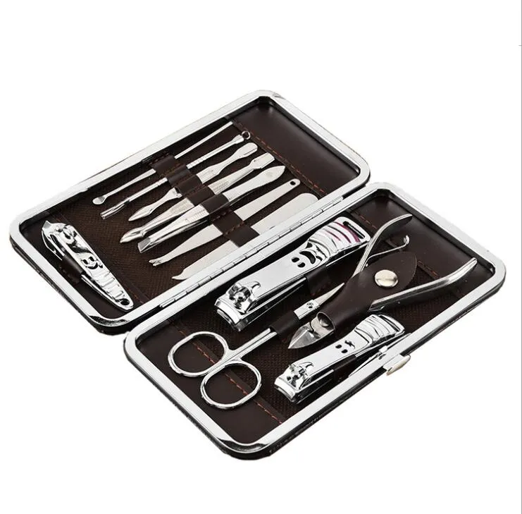 Moda Hot 12 em 1 pcs prego Clipper Kit Nail Care Set Pedicure Scissor pinça Faca Orelha escolher Utility Manicure Set Ferramentas