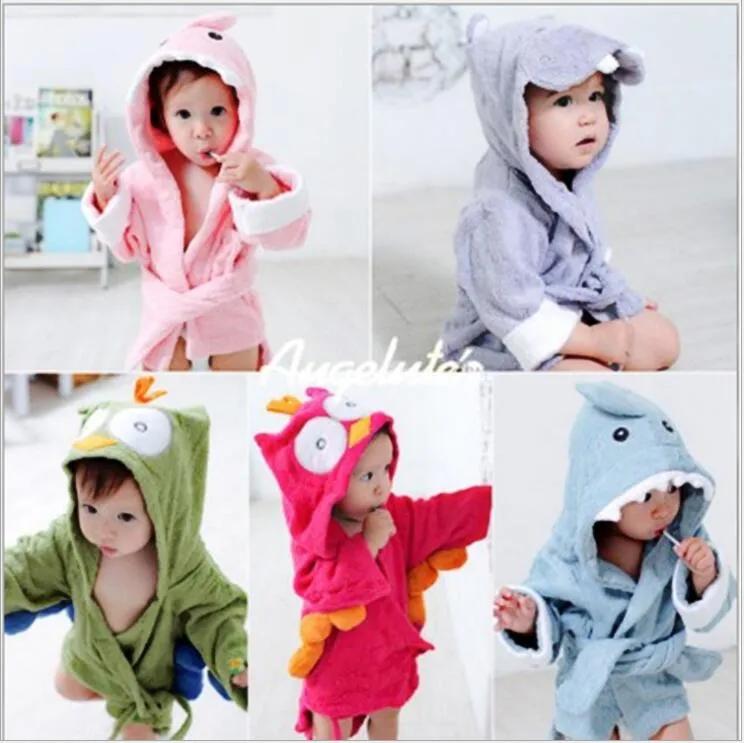 Barndjur Badrock Hooded Robes Shark Fox Cartoon Nightgown Mouse Owl Barnhanddukar Pyjamas Badrockar Hem Nattdress 22 stilar C6847