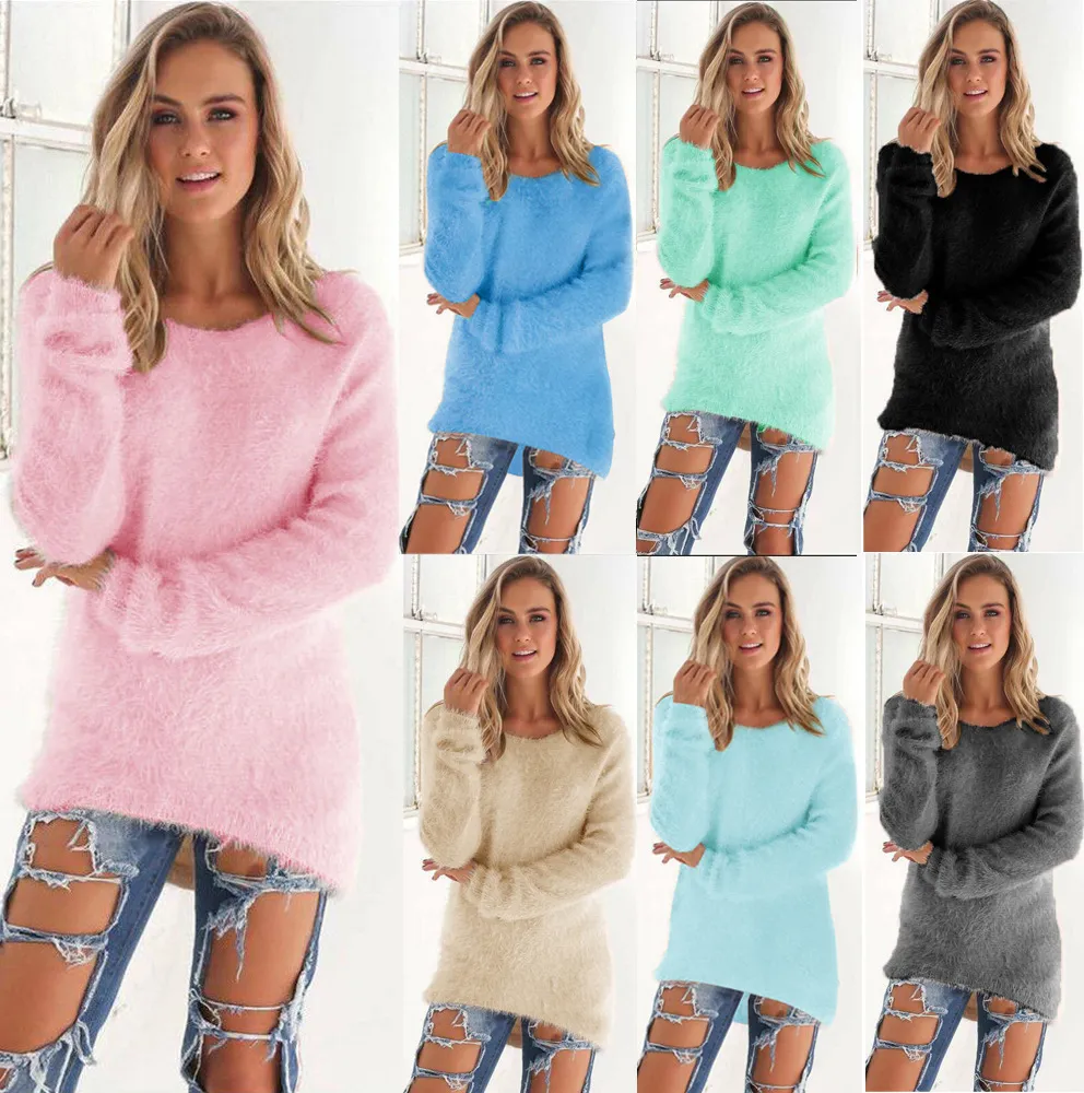 봄과 가을 겨울 폭발 소원 패션 솔리드 컬러 긴 소매 여성 스웨터 탑 0179 #
