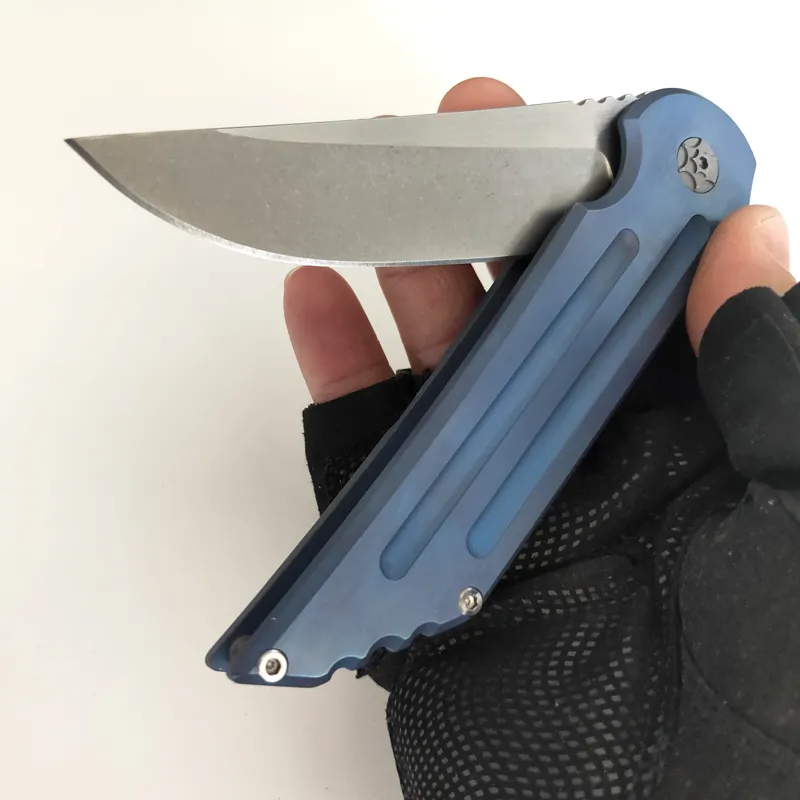 제한된 사용자 정의 버전 kwaiback 전술 접는 나이프 S35Vn 블레이드 패션 블루 티타늄 핸들 야외 캠핑 생존 EDC 사냥 긴급 도구
