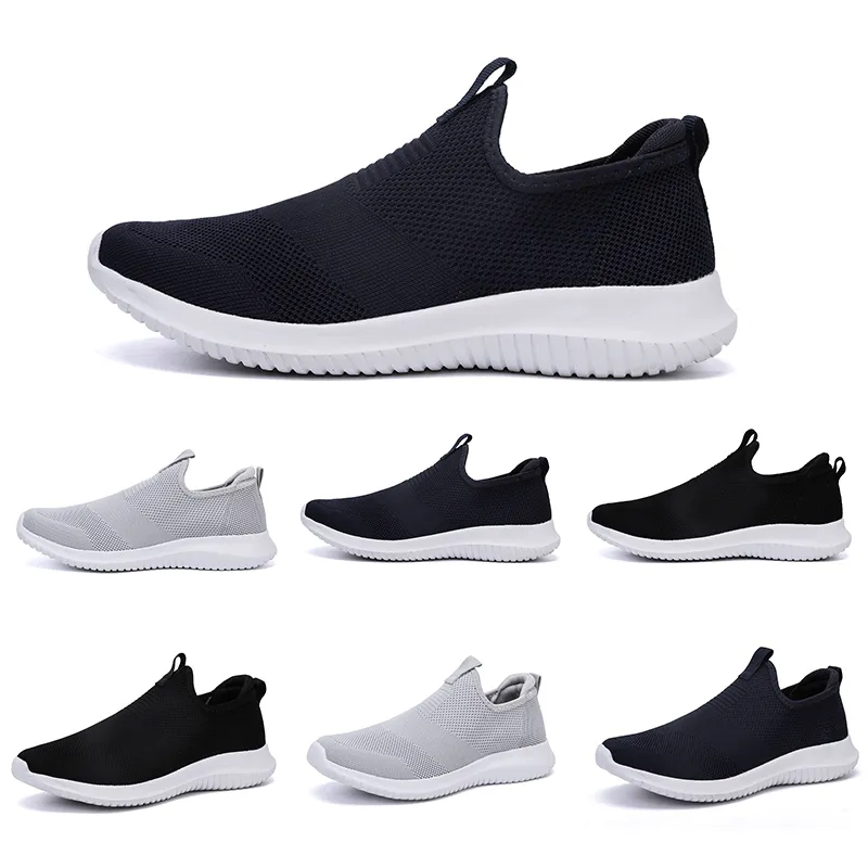 Discount Sale women men running shoes black white Navy blue Laceless mens trainers Slip on sports sneakers Homemade brand Made in China