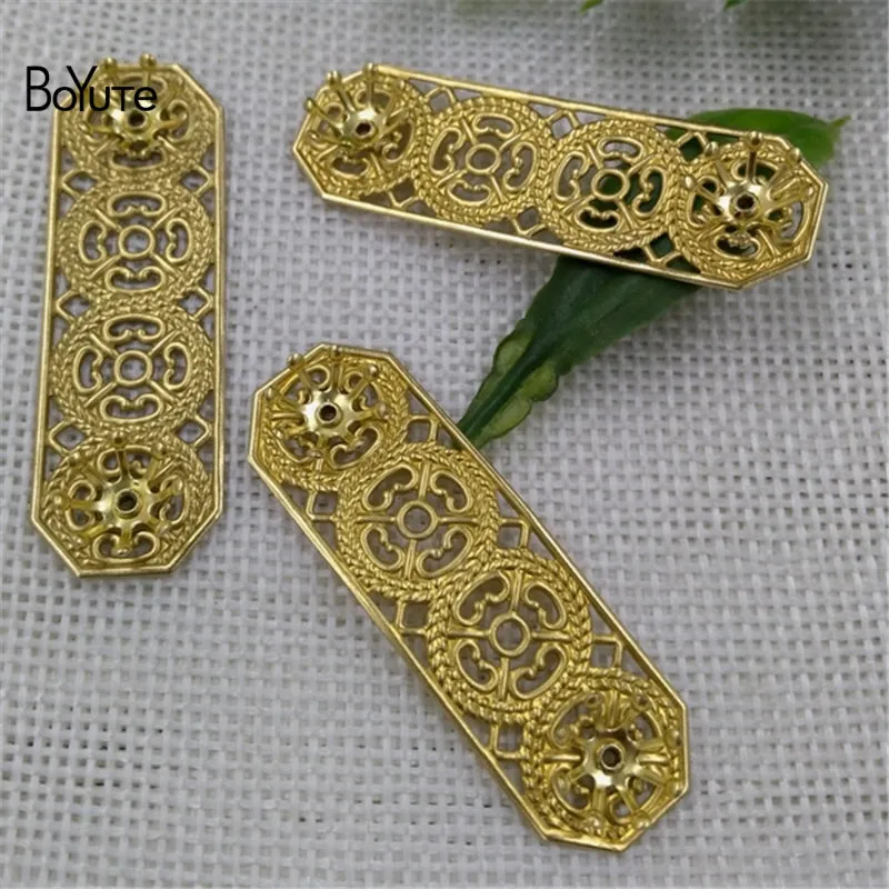 BoYuTe (50 Pezzi/lottp) Metallo Ottone Stampaggio 15*47 MM Fiore Filigrana Bead Caps Fai Da Te Accessori Gioielli Fatti A Mano All'ingrosso