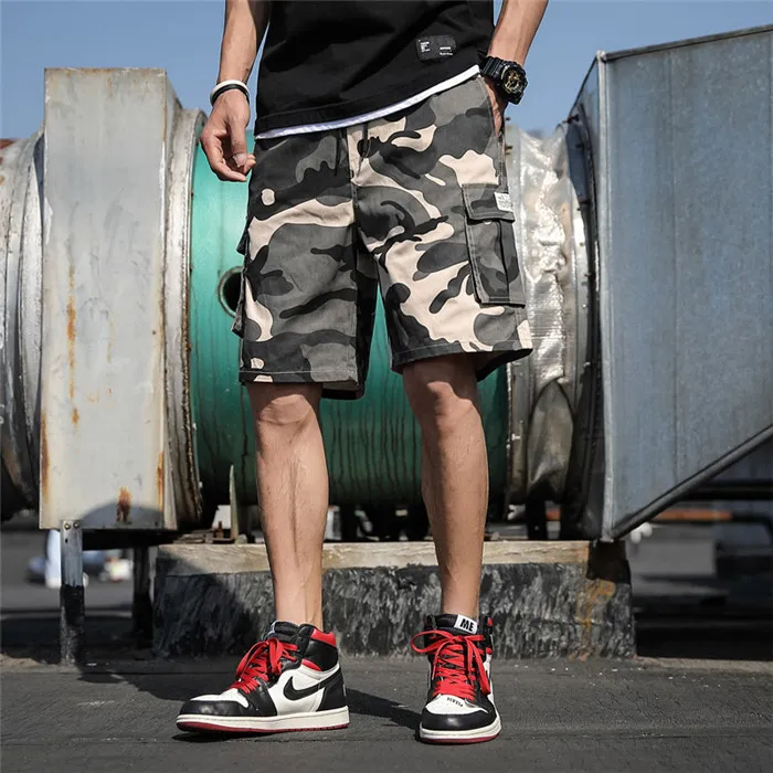 Amerikaanse voorraad heren tooling shorts camouflage grote maat katoen casual strand korte broek running knie lengte zomer outdoor mannelijke shorts FY9107