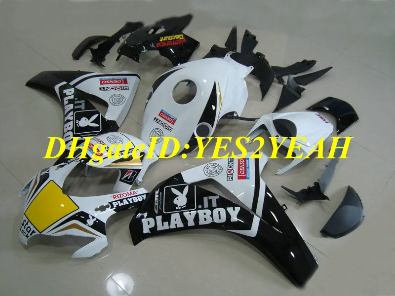 Motorcykel Fairing Kit för Honda CBR1000RR 08 09 10 11 CBR 1000RR 2008 2009 2011 CBR1000 Cool White Black Fairings Set + Gåvor HM47