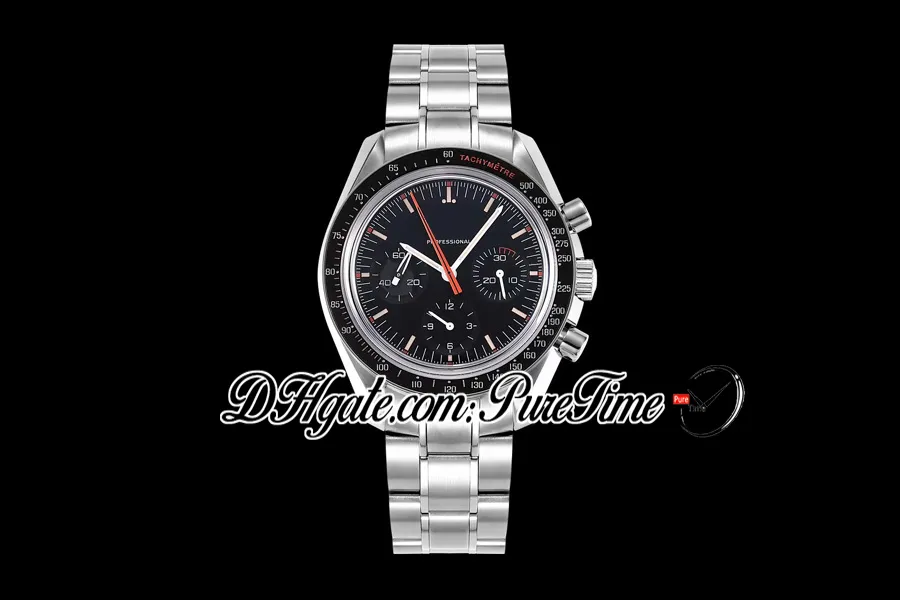 OMF Moonwatch Manual Chronograph Mens Watch Speedy Tuesday 2 Ultraman Black Dial Pulseira de Aço Inoxidável 311 12 42 30 01 246a