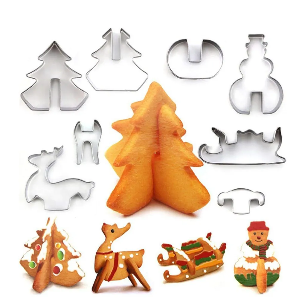 8 pièces/ensemble créatif en acier inoxydable Cutter noël 3D Type Cracker Cookie moule bonbons faisant des moules