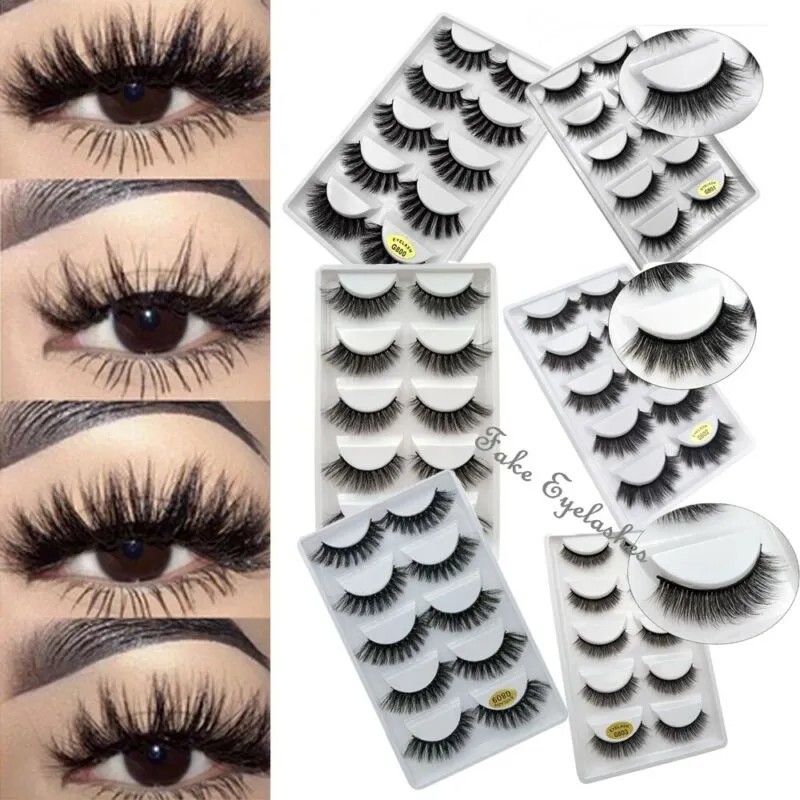 3D Fake Eyelashes Long Thick Natural False Eye Lashes Set Mink Makeup ...