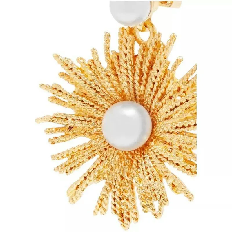 Fashion- Vintage Metal Sun flower stud earings Pendant punk jewelry Pearl earrings gold irregular earring bridal brincos