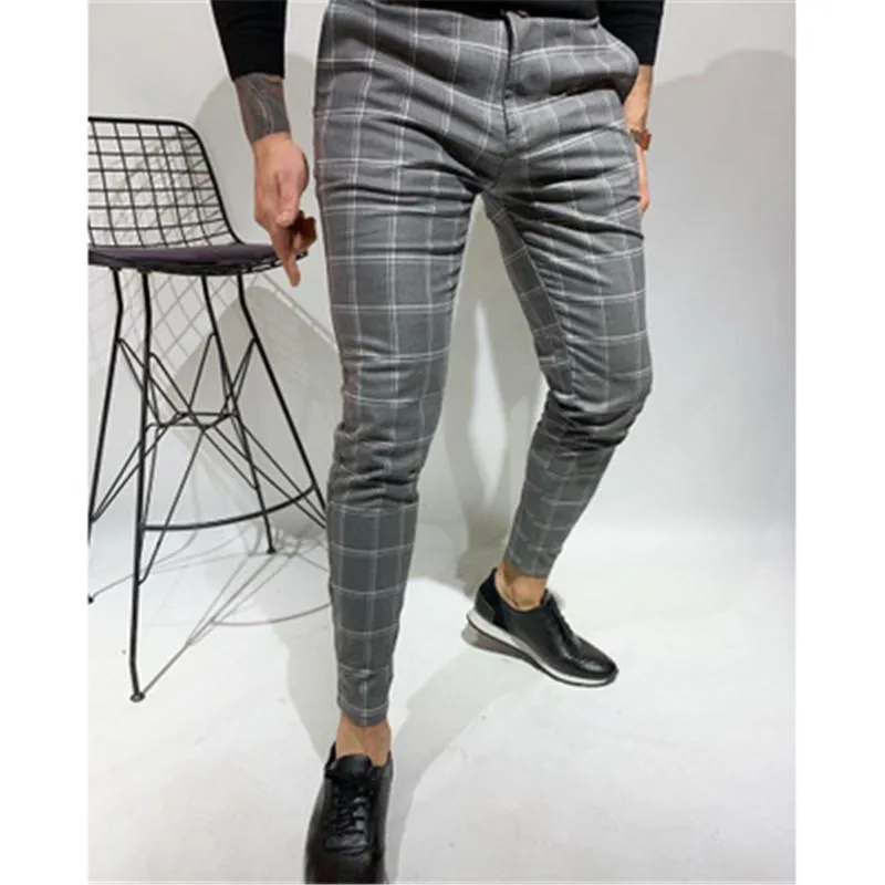 Designer Hommes Double Plaid Pantalon Imprimé Couleur Casual Social Check Pantalon Tendance De La Mode Homme Automne Affaires Slim Fit Pantalon À Rayures