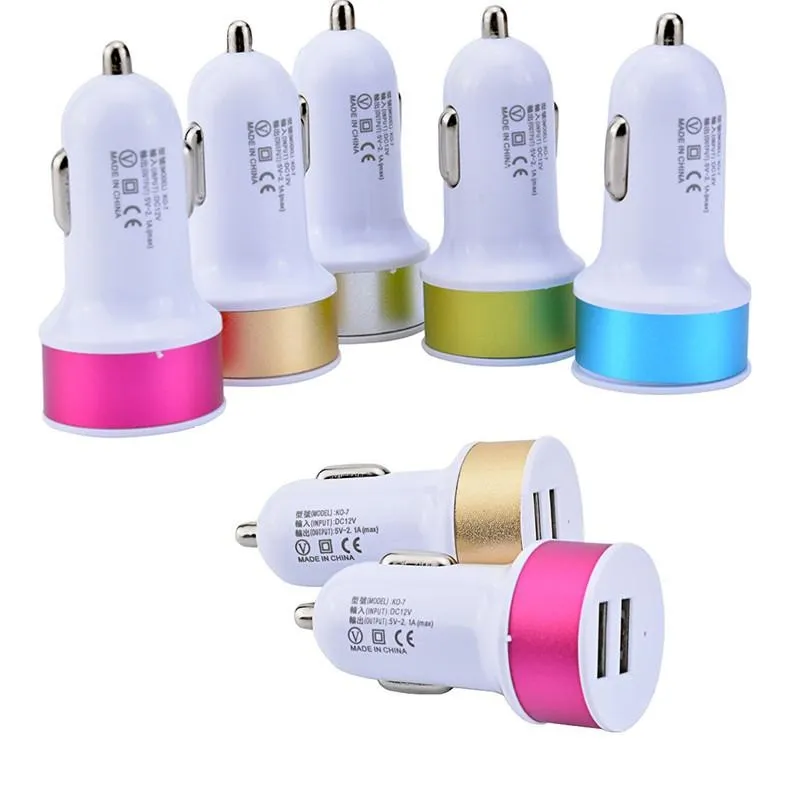 Dual Usb Port 2.1+1A Car charger phone chargers Power Adapter for Iphone 5 6 7 8 11 12 13 14 15 Samsung lg android phone gps pc mp3