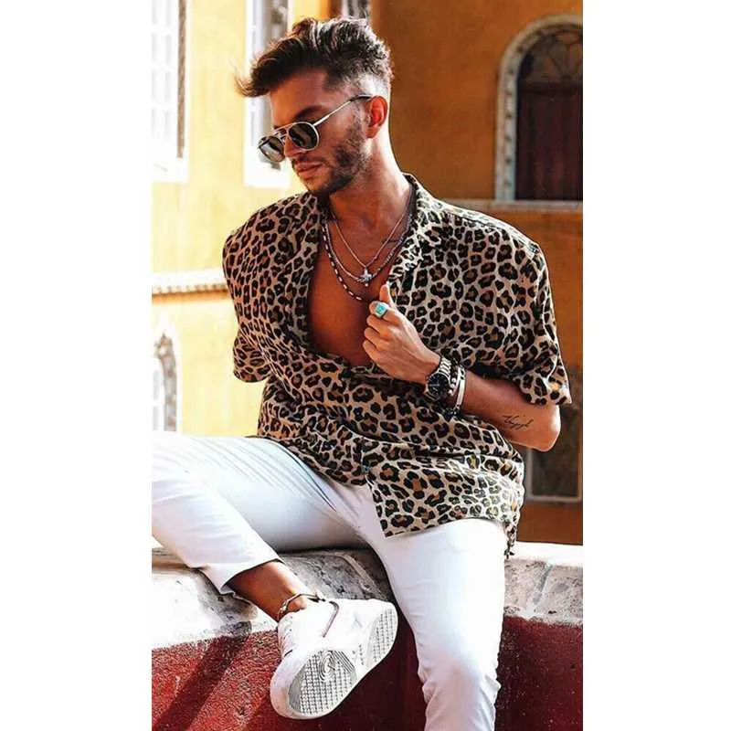 2019 Nuevos Hombres Vintage Estampado De Leopardo Camisas Verano Casual Manga Corta Camisas Sueltas Hombre Moda Camisa Tops Talla Grande S 3XL1 De 10 82 DHgate