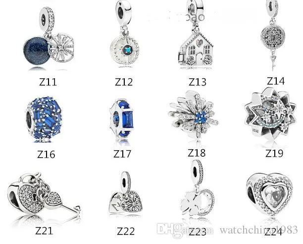 Perle en argent sterling S925 Convient au bracelet Pandora pour bijoux Faire du cristal Dangle Love Beads Charmes pour la chaîne de serpents européennes Mode 2019