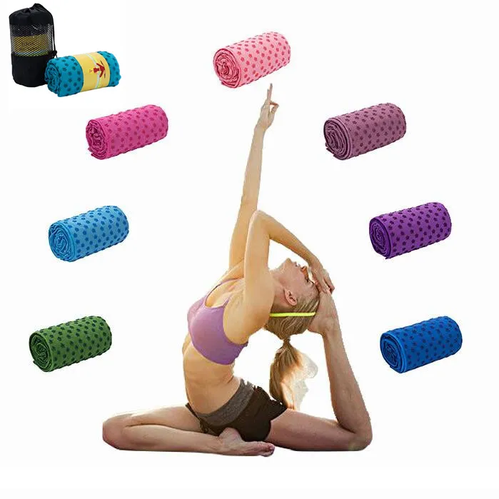 7 Cores Yoga Mat Blanket Toalha superfície antiderrapante microfibra com Silicone Dots alto teor de humidade de secagem rápida Tapetes de Yoga Mats 50pcs CCA11711-A