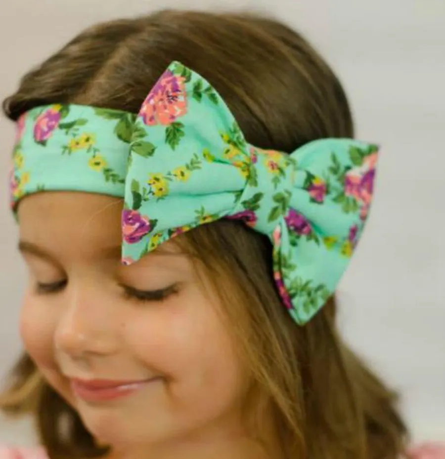 14 colori Kids Baby Big Bow Belt Bambini Stampa Fasce per fiori Bohemian Head Wrap Ragazze Accessori per capelli per bambini RRA3228