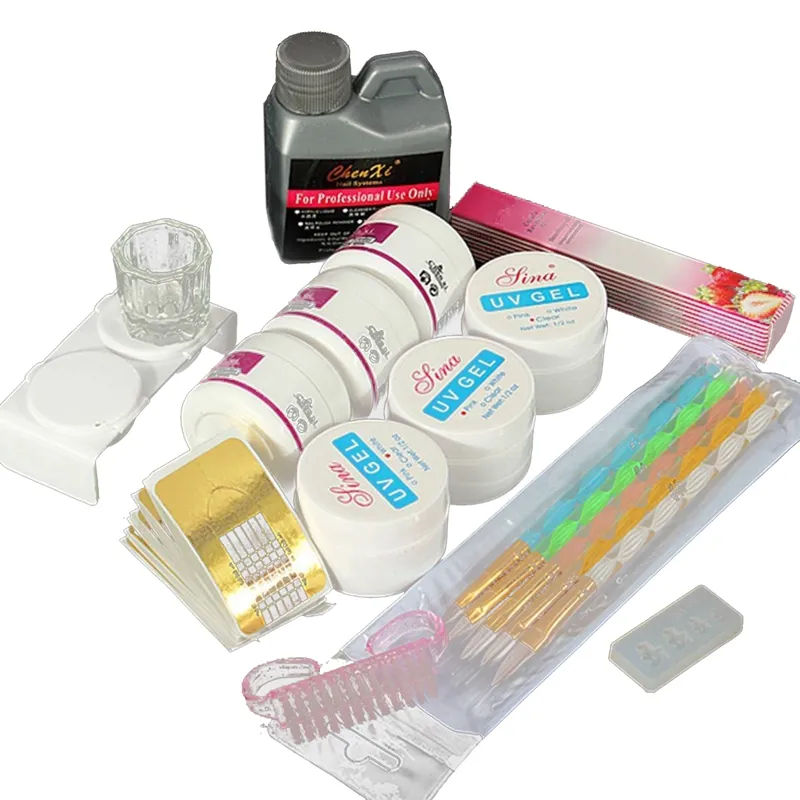 Set di nail art in acrilico, gel UV polimerico liquido, punte per forme, kit di strumenti per manicure, gel per unghie