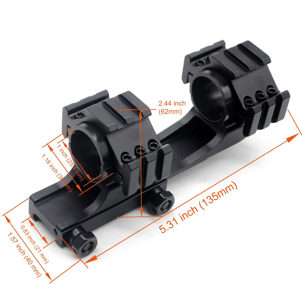 Taktisk dubbelomfattning Ringar Dual Ring Cantilever Mount Picatinny Weaver Scope Rail Mount med QD Cam Locks Adapter