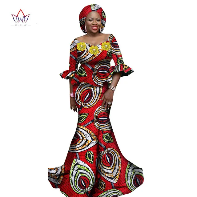 Femmes vêtements africains femmes robe ensemble 2 pièces hauts et longues jupes africaines robe Maxi robe de Club Dashiki imprimer robes WY1178