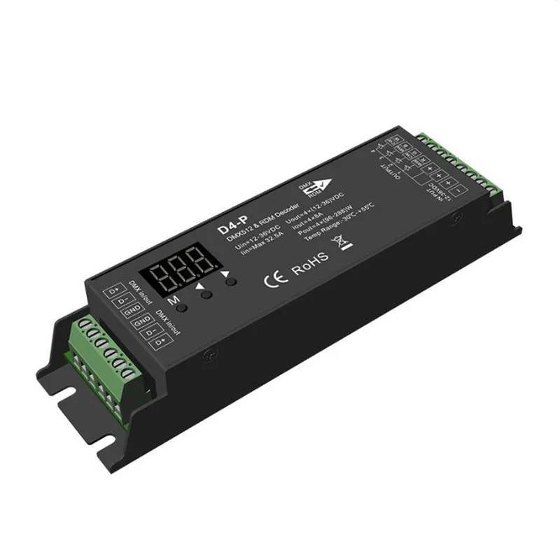 4CH*8A 12-36VDC CV DMX Decoder D4-P Constant Voltage 4 Ch DMX512 Decoder Terminal Interface High Power RGB RGBW Decoder