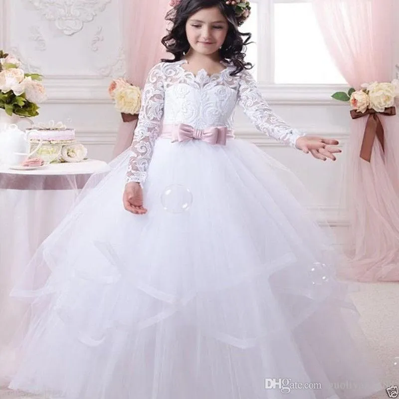 Lovely Ivory Tulle Ball Gown Flower Girl Dresses Halter Sequined Top Tutu Kids Toddler Baby Birthday Pageant Gown