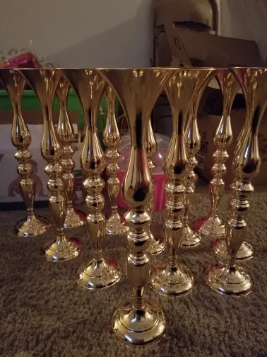 Goldblumen günstiger Verkauf Kerzenhalter Arrangement Ständer für Tischhochzeit Mittelstücke decor0796