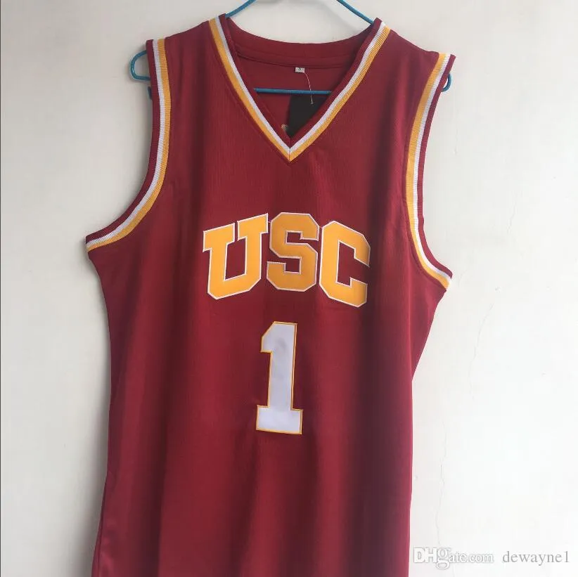 NCAA University of South California (USC) 1 Young Basketball Jersey College Red Embroidered Jersey S-XXL Drop Frakt gratis frakt