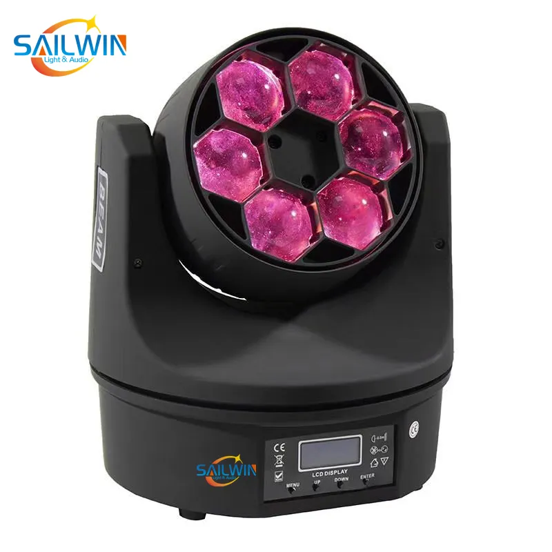 Partihandel Factory Billiga Pris DMX512 Laser Effect Mini Sharp Beam Stage Bee Eye Light 6x15W RGBW 4IN1 LED Moving Head Stage Light