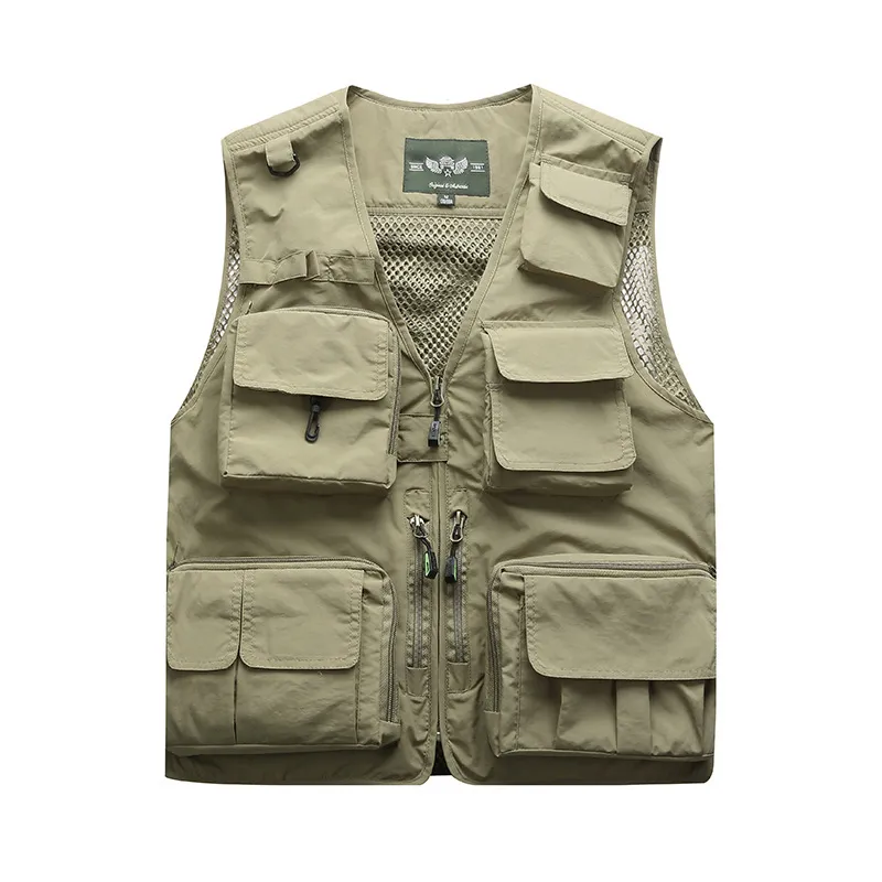 Big Size Fishing Vest,with Many Pockets Tank Tops,Men Sleeveless Jacket  Waistcoat Work Vests Outdoors,1,5XL