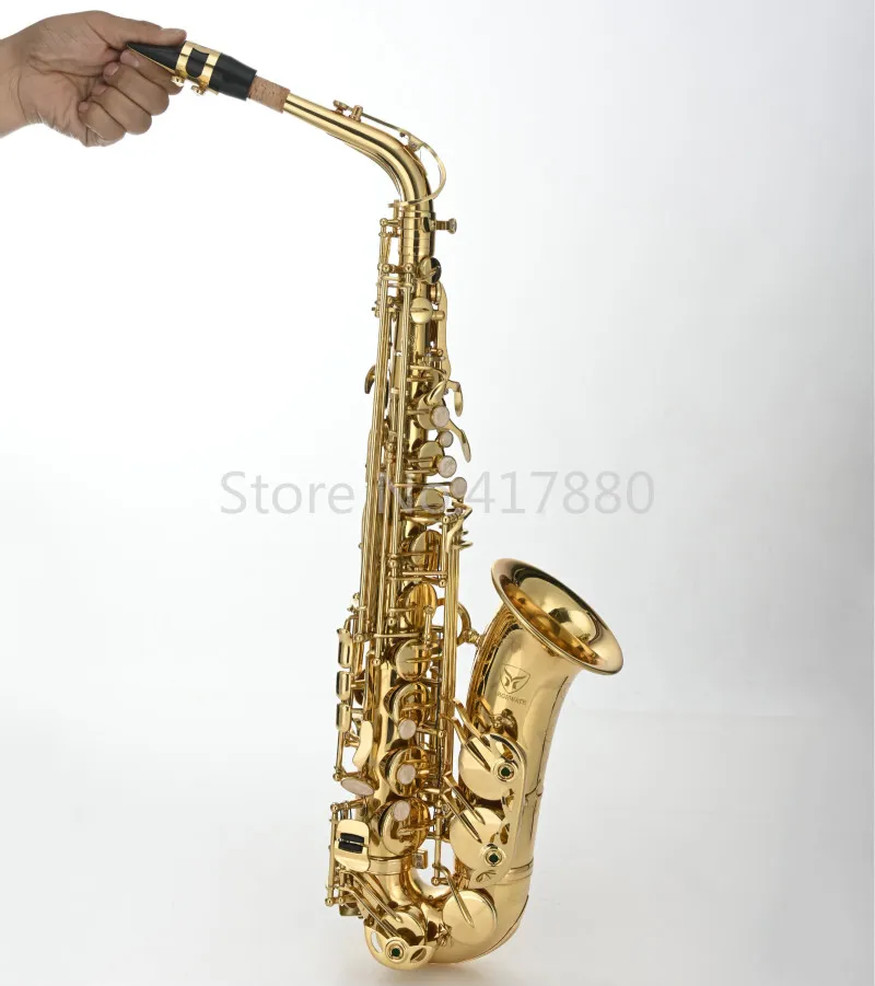 MARGEWATE Eb Tune Alto Saxophone E Plano Latão ouro Lacquer Pérola Botão do saxofone tocar instrumento musical frete grátis