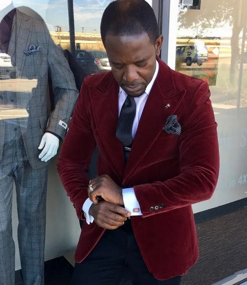 Burgundy velvet suit jacket mens clearance