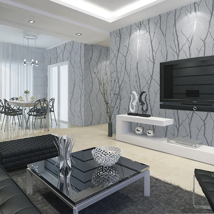 Graue 3D-geprägte Pannesamt-Tapete, luxuriöses Schlafzimmer, Wohnzimmer, Wanddekoration, Tapeten, beflockt, Braun255G