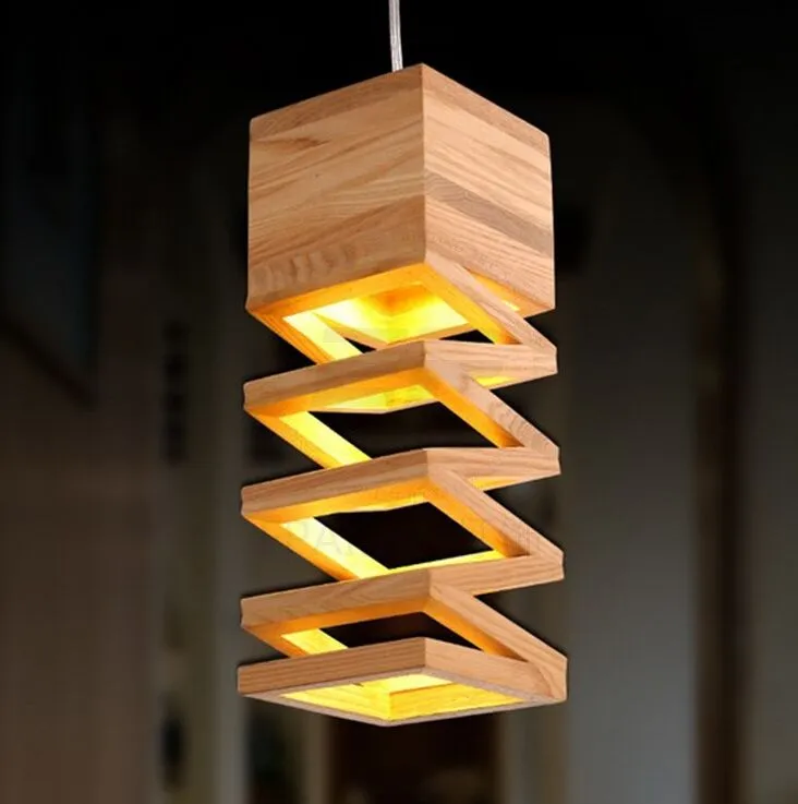 Lámparas nórdicas modernas Luces colgantes retro Lámpara de madera Restaurante Bar Café Comedor Lámpara colgante LED Accesorio para el hogar Madera MYY